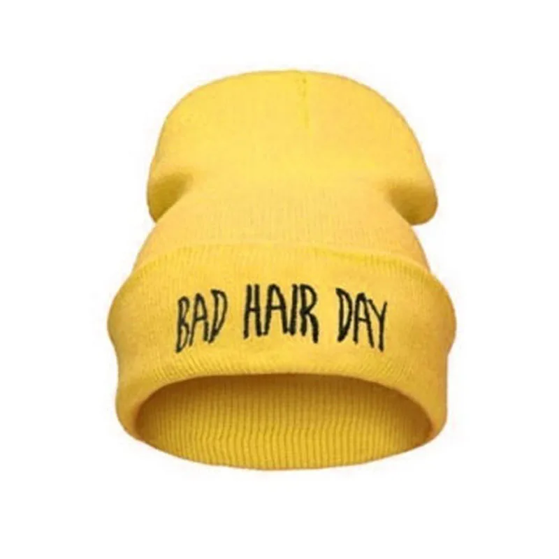 Модные спортивные теплые зимние шапки с надписью «Bad Hair Day», шапки бини для женщин и мужчин, вязаные шапки в стиле хип-хоп, шапки унисекс