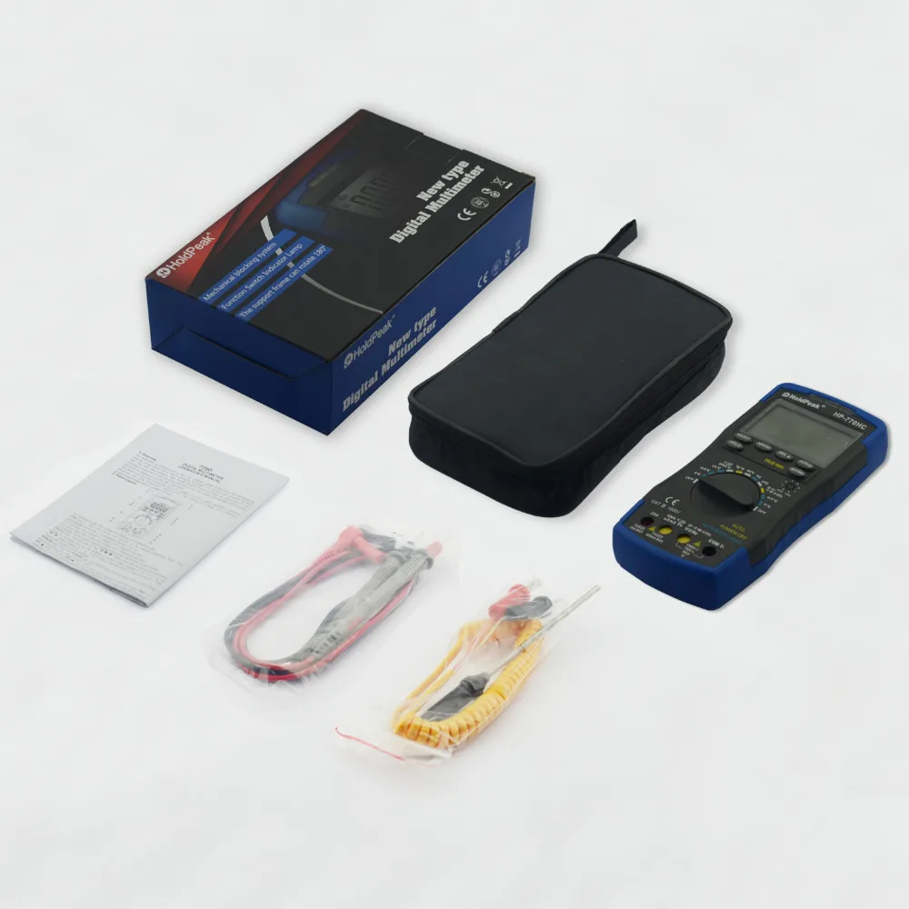 HoldPeak HP-770HC автоматический Диапазон Цифровой мультиметр True RMS с функцией NCV и температурой/частотой/испытанием цикла работы