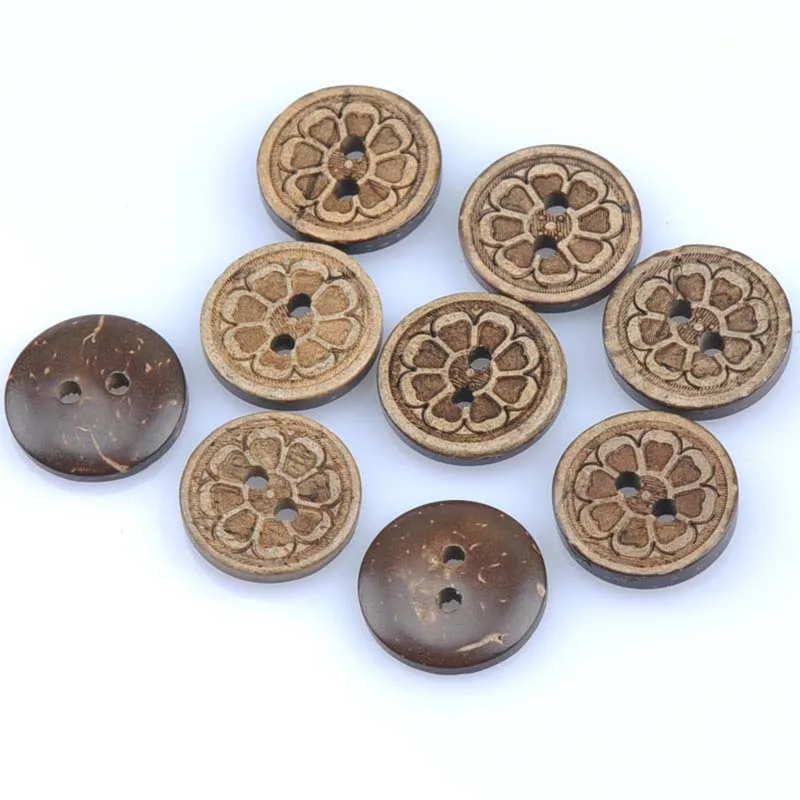 50 шт. смешанный узор Кокосовая оболочка Швейные Кнопки Ремесло и Скрапбукинг 15 мм
