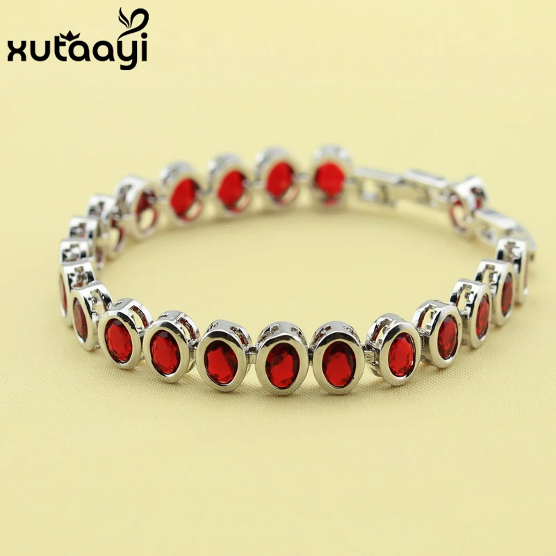 Женский браслет цепочка из серебра с красным гранатом 18 + 2 см|bracelets for|bracelets for