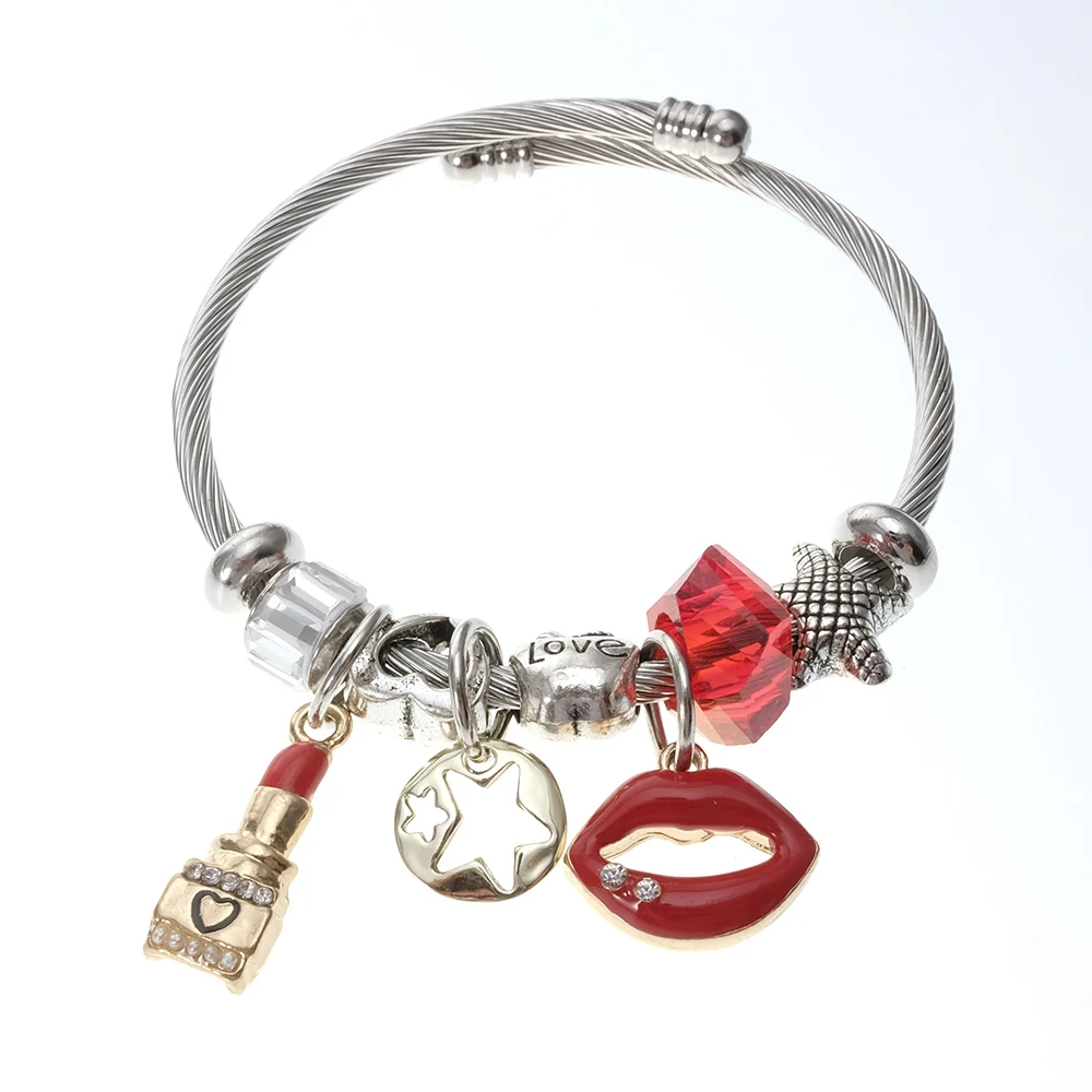 Women Fashion Jewelry Lipstick Vermilion Border Bracelet Beautful Gift Metal SZ0007 |
