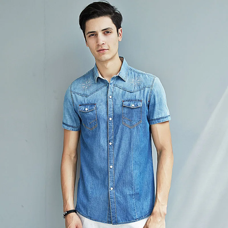 Мужская рубашка с коротким рукавом Pioneer Camp Летняя Повседневная 566083|casual shirts for