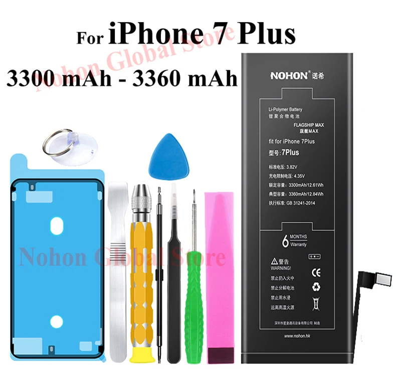Nohon аккумулятор для iPhone 7 Plus X 7 P 7G iPhone7 7 Plus встроенные литий-полимерные аккумуляторы+ инструменты для Apple iPhone X 7 Plus 7 P батарея