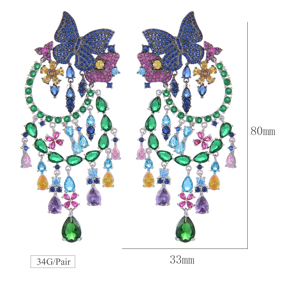 

missvikki Attractive Bohemia Butterfly multicolor Austrian crystal Pendant Earrings For Women Lover Best Gift Top Quality
