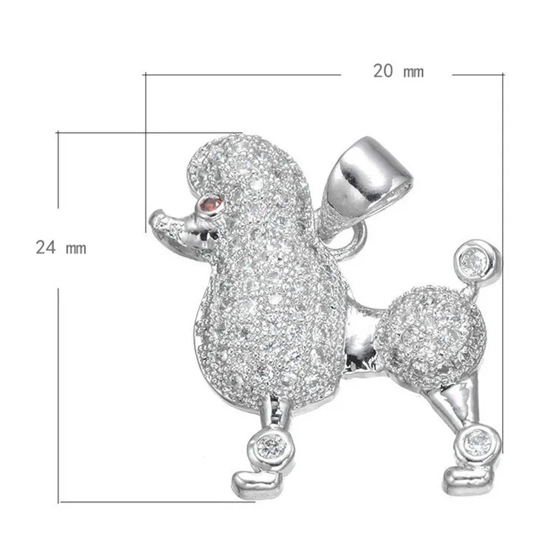 

JINSE Poodles Necklaces Pendant Micro Pave Romantic Charms Pendant For Necklaces Valentine's Day Gift 2017 New Fashion