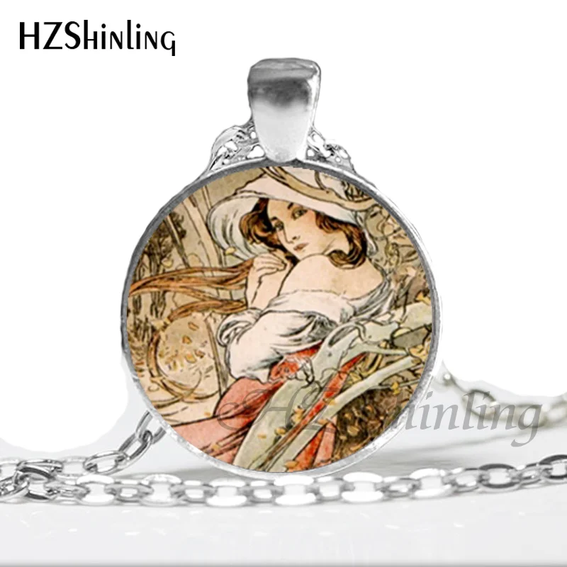 5 NS-00573 Новая мода Alfons ожерелье Mucha Альфонса Мухи ювелирные изделия Стекло купол кулон Цепочки и ожерелья HZ1 - Окраска металла: 5
