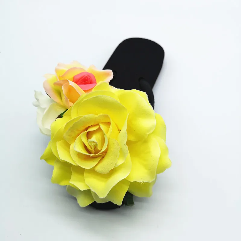 HAHAFLOWER/модные черные шлепанцы мягкая подошва женские Вьетнамки с розами пляжная обувь на плоской подошве для