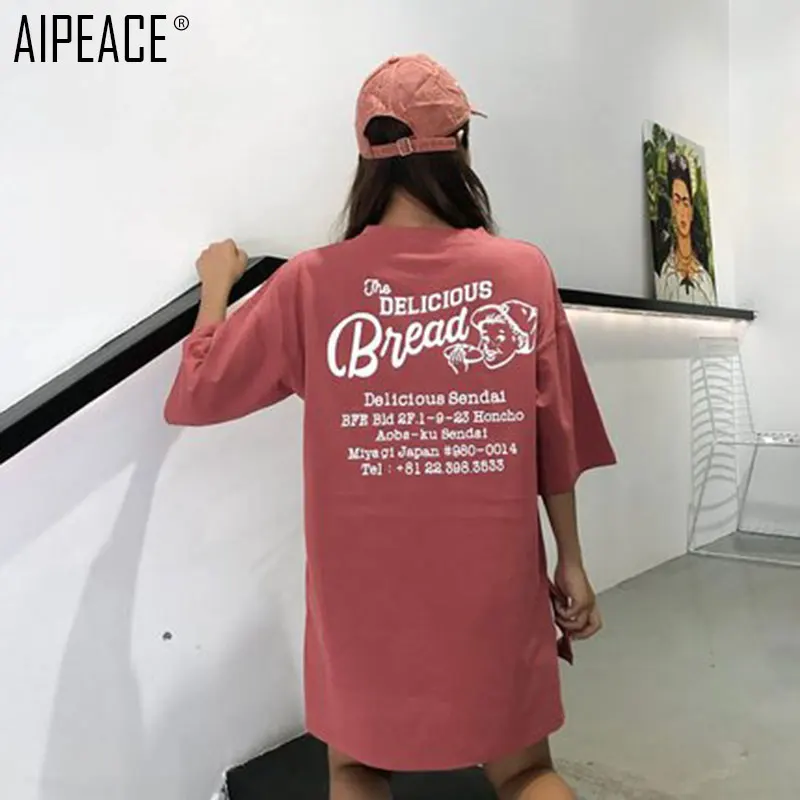 AIPEACE/модные женские футболки повседневные с коротким рукавом свободные круглым