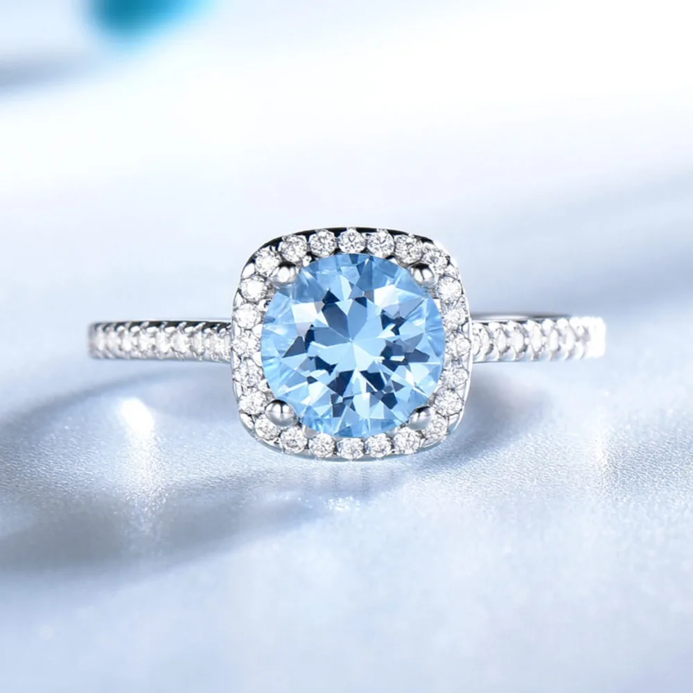 ORSA JEWELS женские Свадебные обручальные кольца из натуральной 925 пробы серебра с натуральным голубым большим топазом, хорошее ювелирное изделие, подарок VSR09