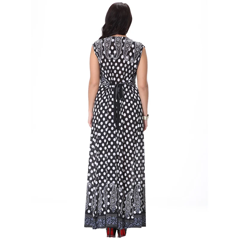 Повседневное женское летнее платье сексуальное в горошек без рукавов с