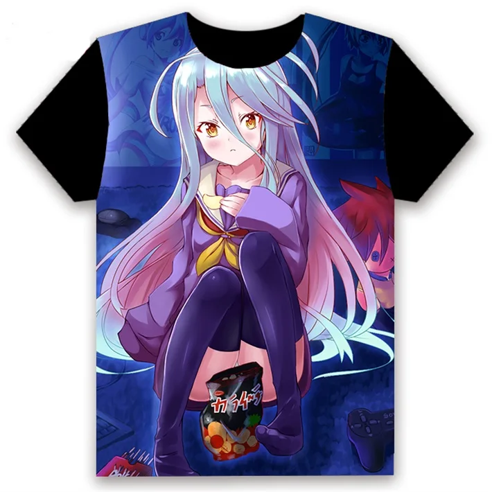 Модная мужская футболка Аниме Нет игры нет жизни Sora Shiro Косплей повседневная с коротким рукавом унисекс черная футболка Топы лето по индивидуальному заказу - Цвет: 5
