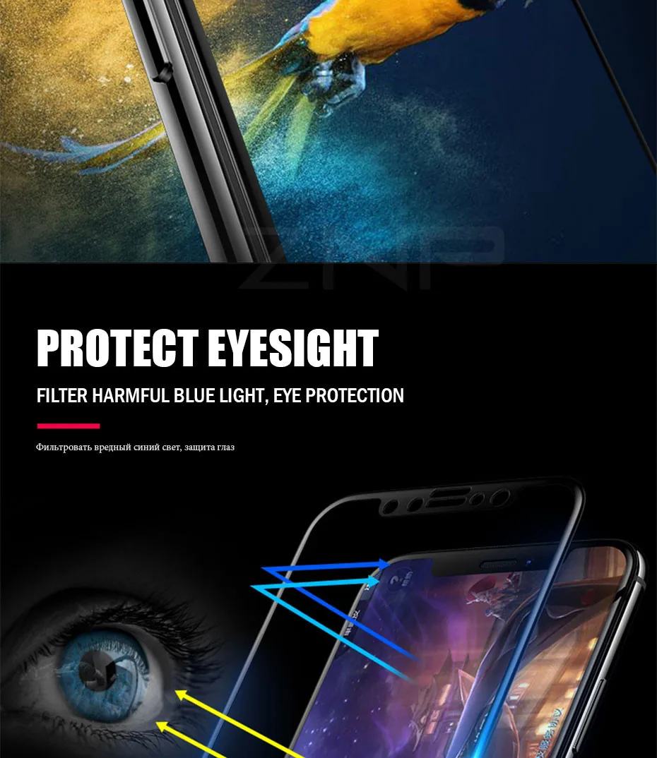 ZNP 5D полная защита экрана с закругленными краями для iPhone X 10 полное покрытие закаленное стекло на iPhone X 10 Защитная стеклянная пленка