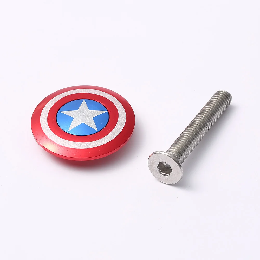 Captain America Велосипедная Удочка верхняя крышка для наушников с болтом 28,6 мм 1 1/" Капитан Америка логотип в виде паука Аксессуары для велосипеда гарнитура - Цвет: Captain America