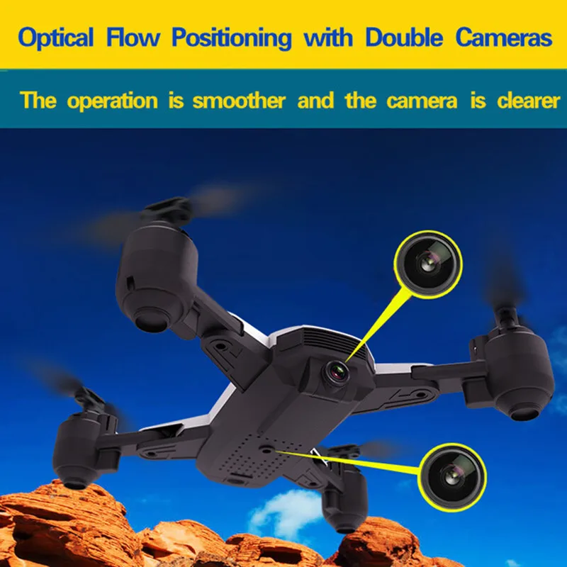 Двойная камера Дрон 1080P HD камера следуй за мной Wi-Fi FPV RC Квадрокоптер складной селфи живое видео удержание высоты авто возврат RC Дрон