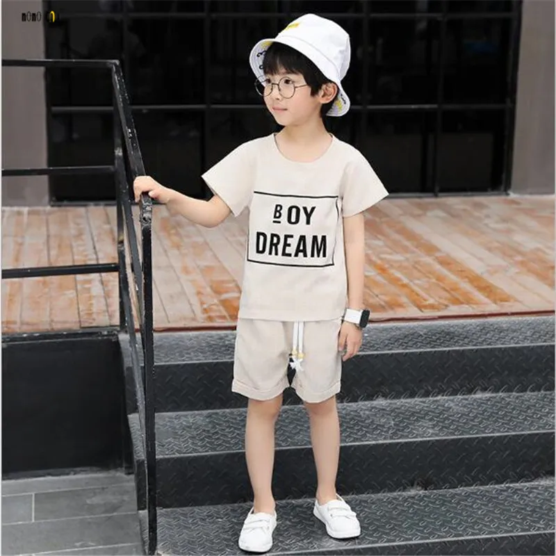 School Boy Sets Summer Tops &amp Pants Casual Letter Short Sleeve Kids Sports Suit Child Clothes 5 6 7 8 9 10 11 12 13 14 Years |