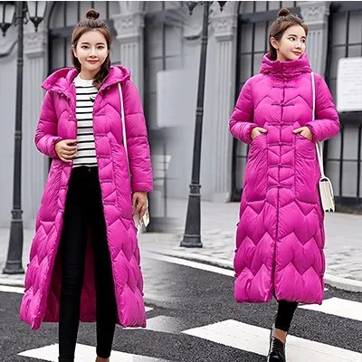 fuchsia Isiksus мягкий теплый пуховик для женщин s зимние длинные большие размеры толстые черные пальто с капюшоном куртка хлопковые парки для женщин WP022 - Цвет: fuchsia