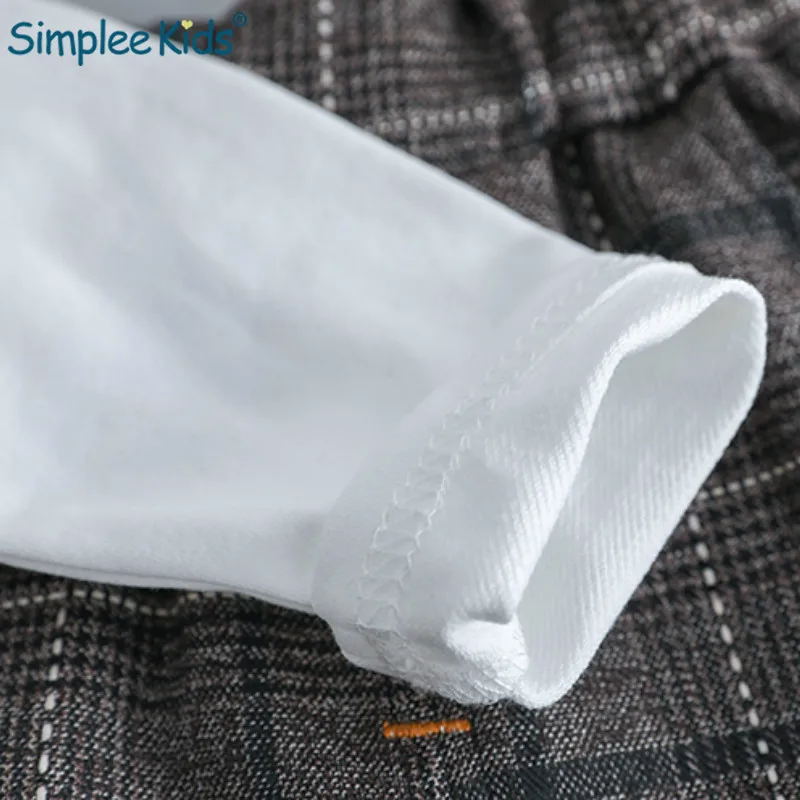 Simplee Kids/ комплекты одежды для маленьких мальчиков комплекты детской одежды для мальчиков детские пальто в джентльменском стиле футболка и штаны Одежда для младенцев в клетку