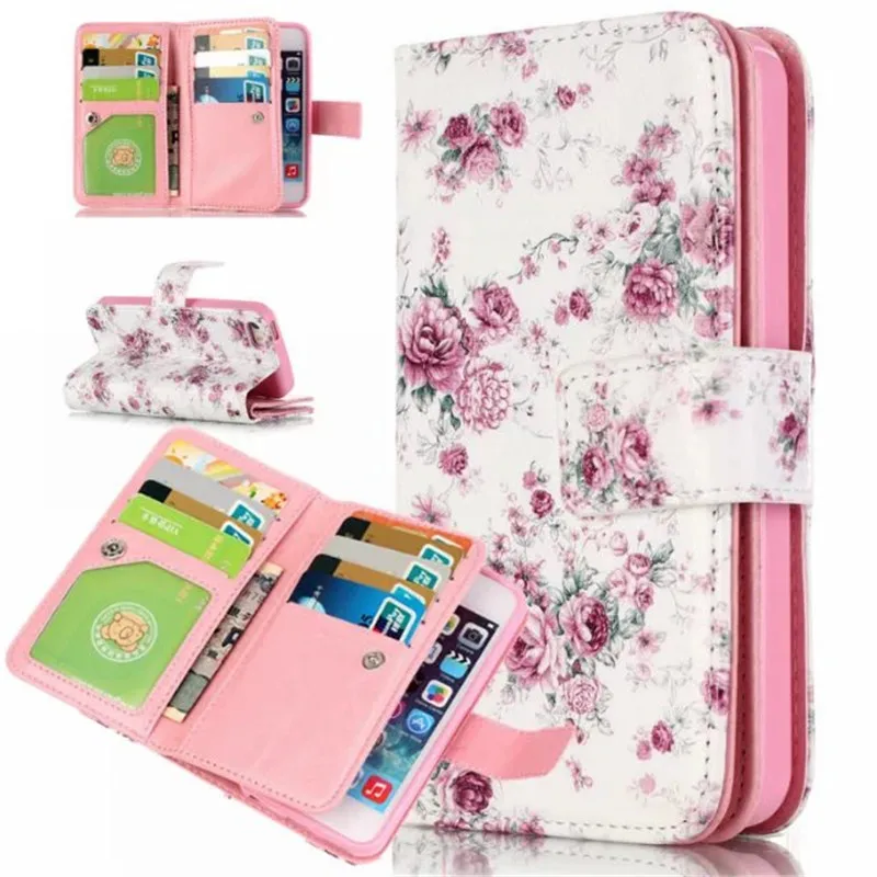 Чехол бумажник из искусственной кожи с объемной бабочкой собакой одуванчиком и