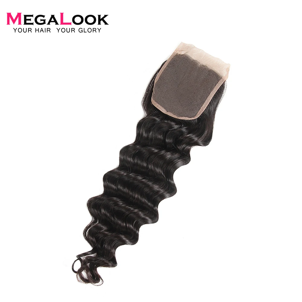 Megalook 10 22 дюйма перуанские свободные глубокие кружевные Человеческие волосы Remy на