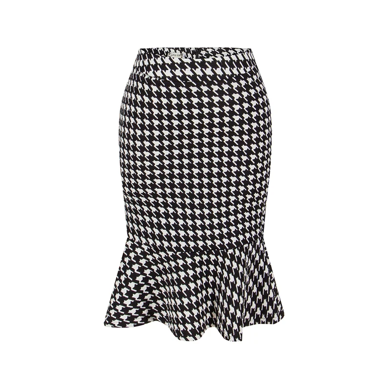 Женская облегающая юбка с высокой талией винтажная юбка-годе оборками и принтом