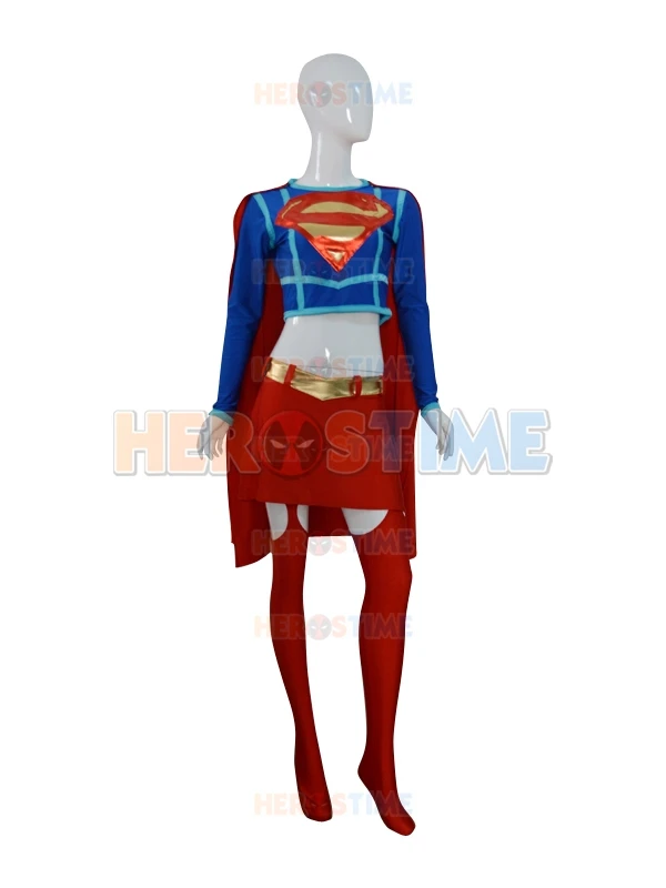 Новинка Блестящий костюм Супергерл с металлическим блеском Лидер продаж Костюм