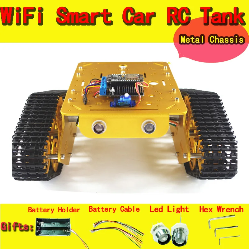 DOIT T300 RC WiFi робот бак шасси автомобиля управляется Android/iOS Телефон на основе Nodemcu