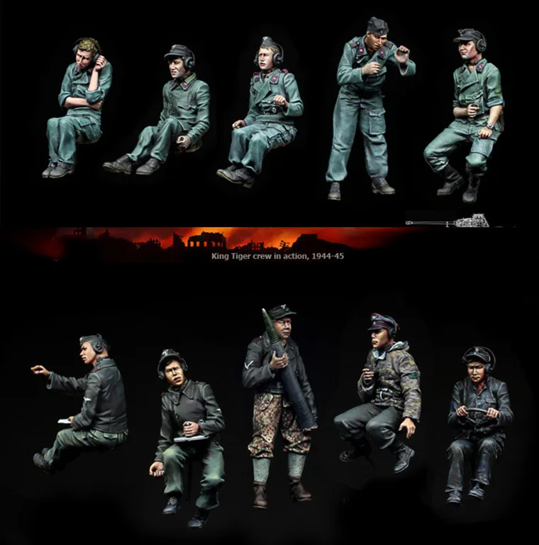 1/35 WWII German Armored panther crew 10 soldiers Resin Model Miniature resin figure Unassembly Unpainted