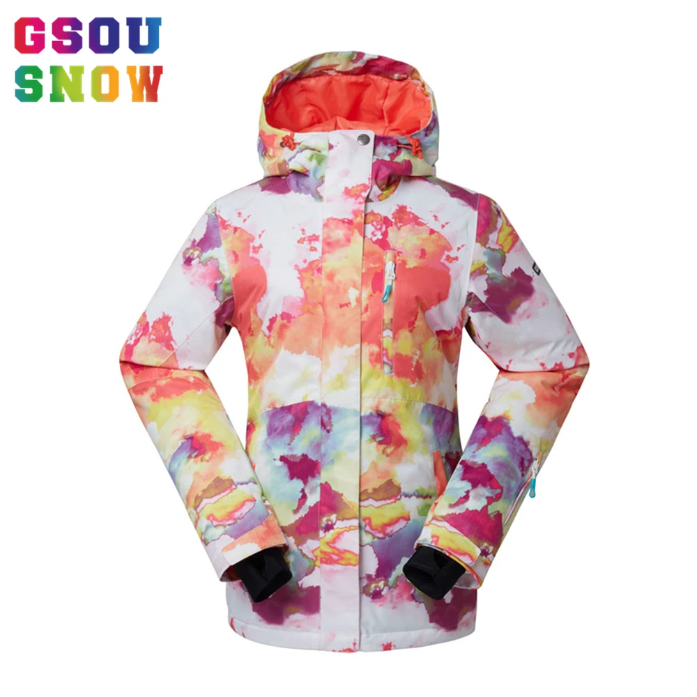 GSOU зимняя Брендовая женская лыжная куртка водонепроницаемая утепленная для