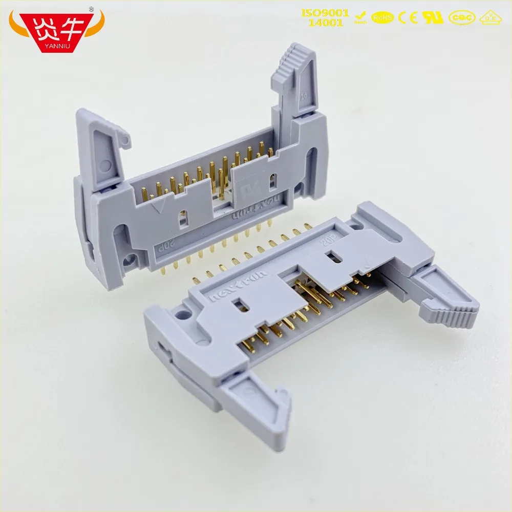 

DC2-20P IDC SOCKET BOX 2.54mm PITCH EJECTOR HEADER STRAIGHT CONNECTOR 2*10P 20PIN CONTACT PART OF THE GOLD-PLATED 3Au YANNIU