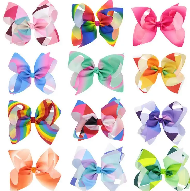 

50pcs Free Shipping Gradual Printed Grosgrain Ribbon Hair Bow Mixed Colors