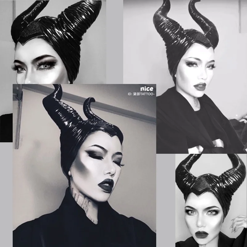 Maleficent шапка-маска с рогами ведьмы шлем для косплея шляпа черная фея демон