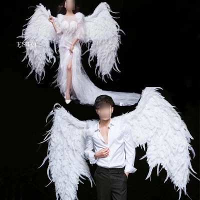 

White Angel Feather wings halloween costume photography model, t-stage show, wedding wing costume prop party costplay decoration