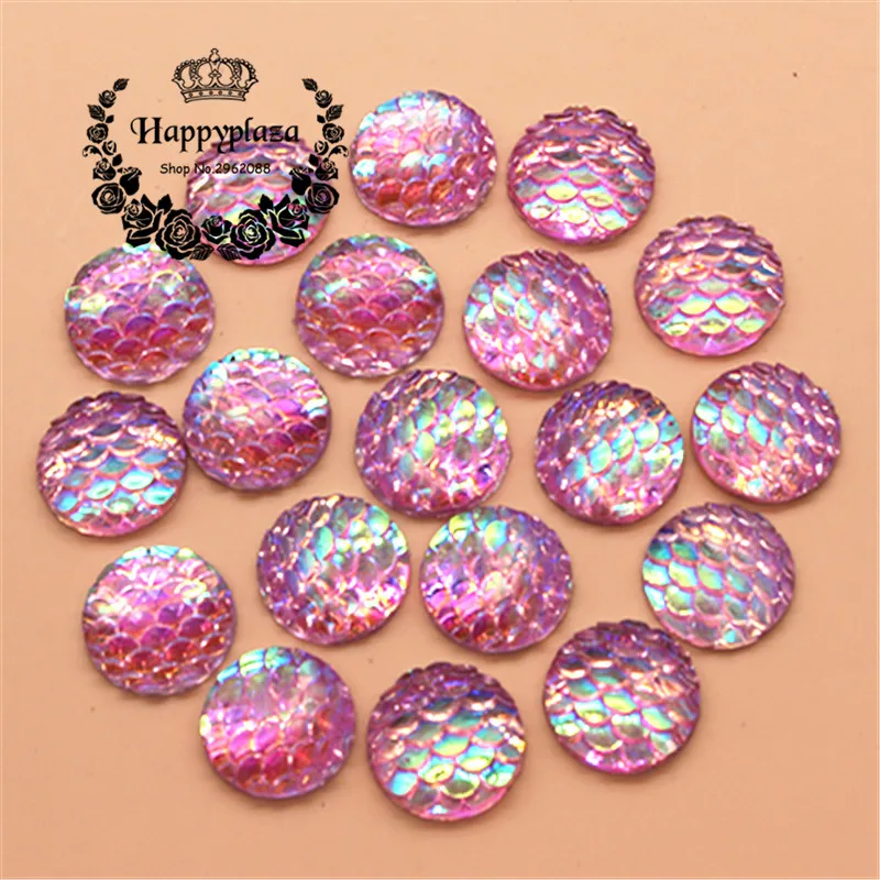 12 мм 100 шт. смола AB Bling Fish Scale Flatback Стразы Круглый Кабошон фотоэлемент для поделок