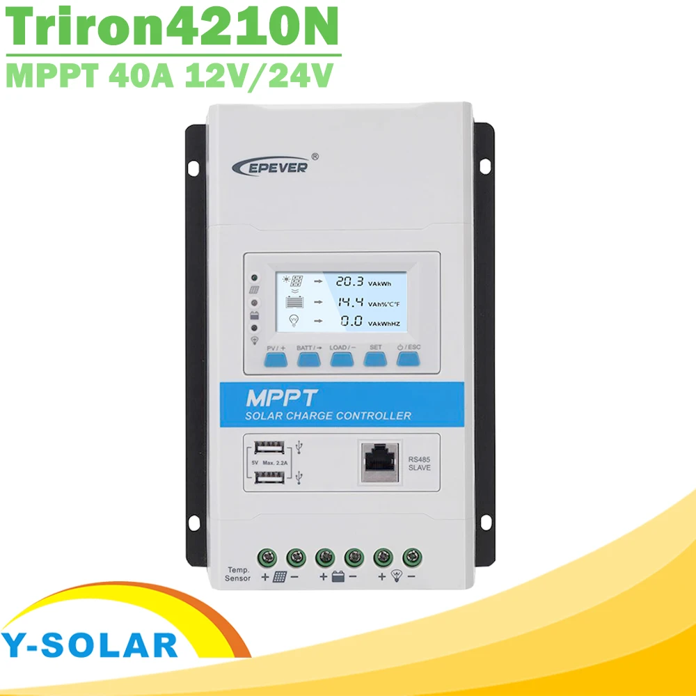 Контроллер заряда солнечной батареи EPever Triron4210N 40A MPPT 12 В 24 ЖК дисплей регулятор 100