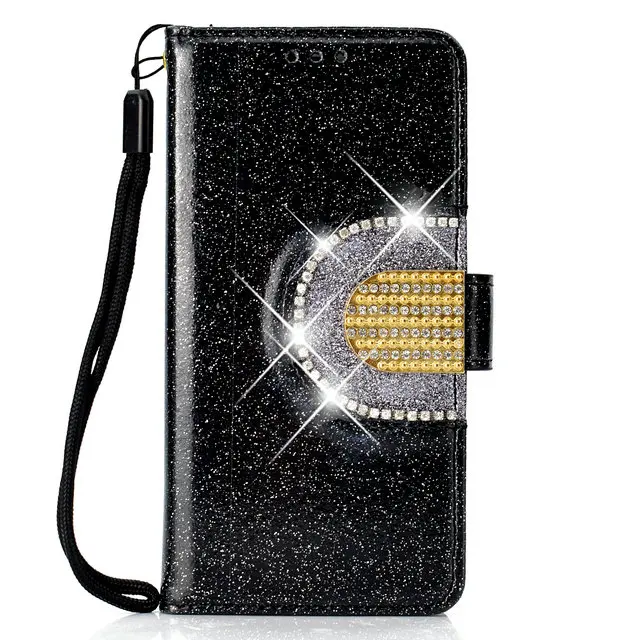 Черный Honor 7C AUM-L41 флип-чехол Funda huawei Honor 7C чехол Honor7C Bling кошелек чехол для Honor 7C Pro LND-L29 C7 7 C противоударный чехол - Цвет: Черный