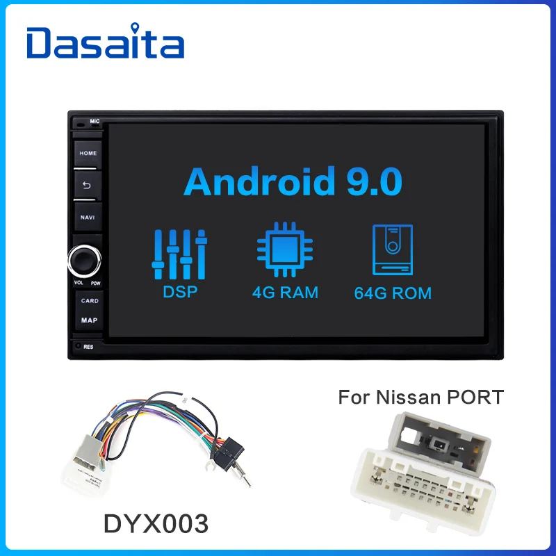 Nissan Cable Dasaita Android универсальный автомобильный 2 Din Радио " ips экран Android 9,0 стерео Мультимедиа Навигация для Nissan встроенный DSP - Цвет: Nissan Cable