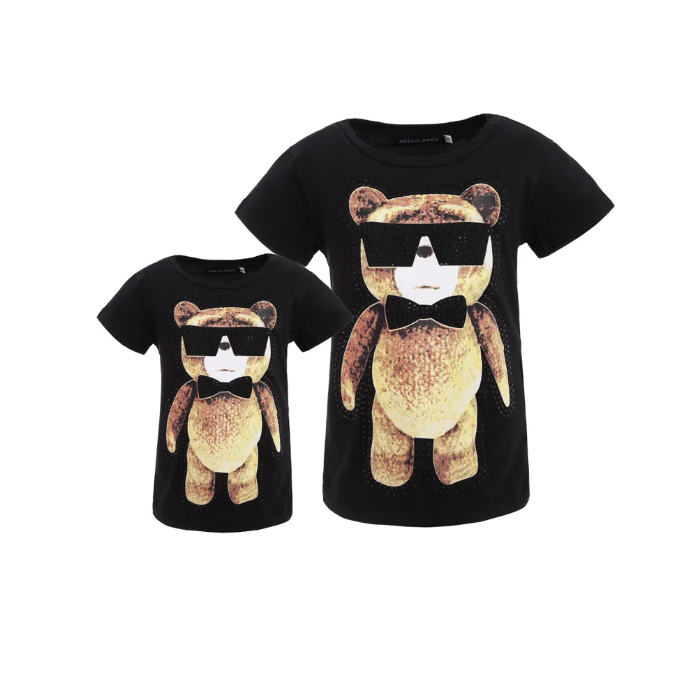 

Family Tshirt Family Matching Clothes Cotton Family Shirts Matching Mother And Daughter Clothes Cartoon Bear Father Son Clothes