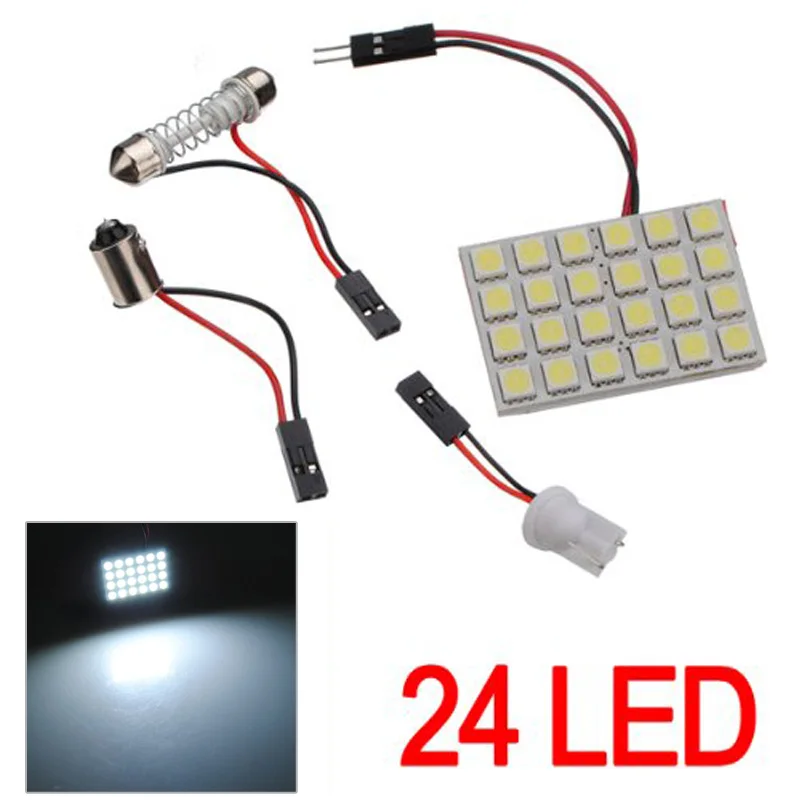 1/2 комплект T10 BA9S фестон-адаптер 24 SMD 5050 светодиодный свет авто панель для чтения
