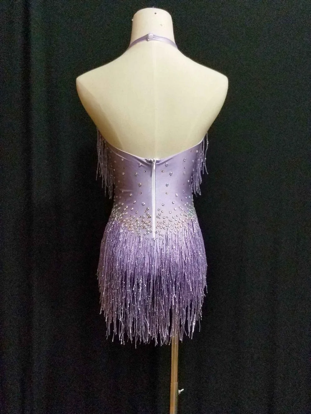 Shining Rhinestones Purple Red Tassels Bodysuit Female Costume Sexy Backless Stretch Bodysuits Bar DJ Singer Performance Outfit