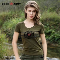 freearmy green brand t shirt women tops short sleeve tees military slim tee shirt femme plus size camisetas mujer m3xl gs 8509a