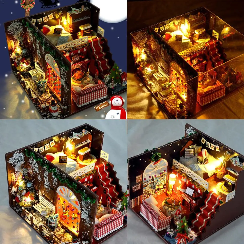 DIY коттедж светодиодный домик дерево дом Карнавальная ночь ручной Assemb модель