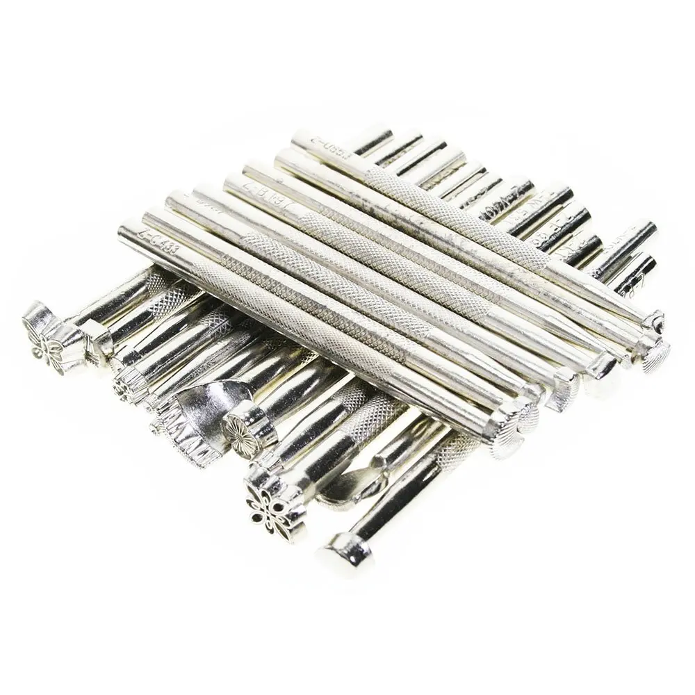 

25Pcs/Set Leathercraft Tools Wooden Steel Leather Carved Hammer Printing Tool Sewing Handmade Kit Suit DIY Accessories P