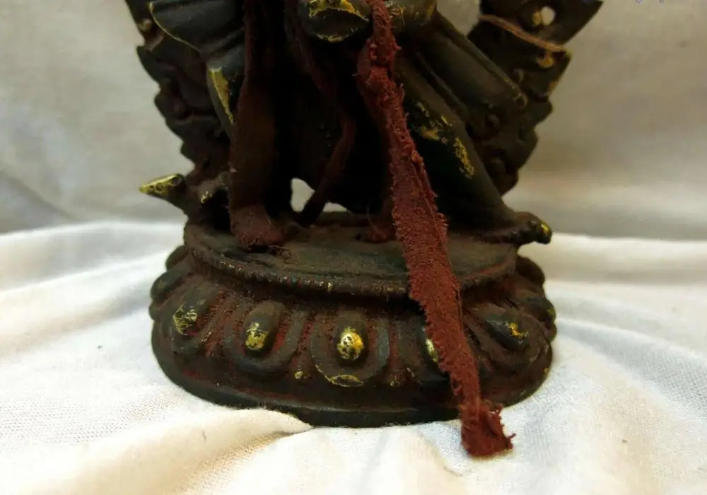 7&quot Tibet old iron Buddhism four arm elephant trunk buddha Sculpture Statue | Дом и сад