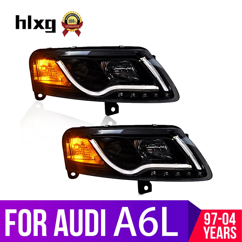 Hlxg 2 шт. светодиодный фары для автомобиля Audi A6L 1997 2004 Автомобильные ангельские