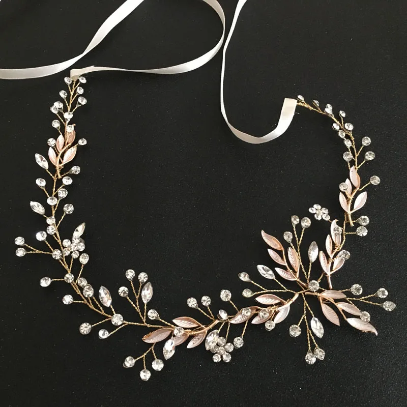 

SLBRIDAL Handmade Golden Wired Crystal Rhinestones Wedding Hair accessories Hairband Bridal Headband Bridesmaids Jewelry Women