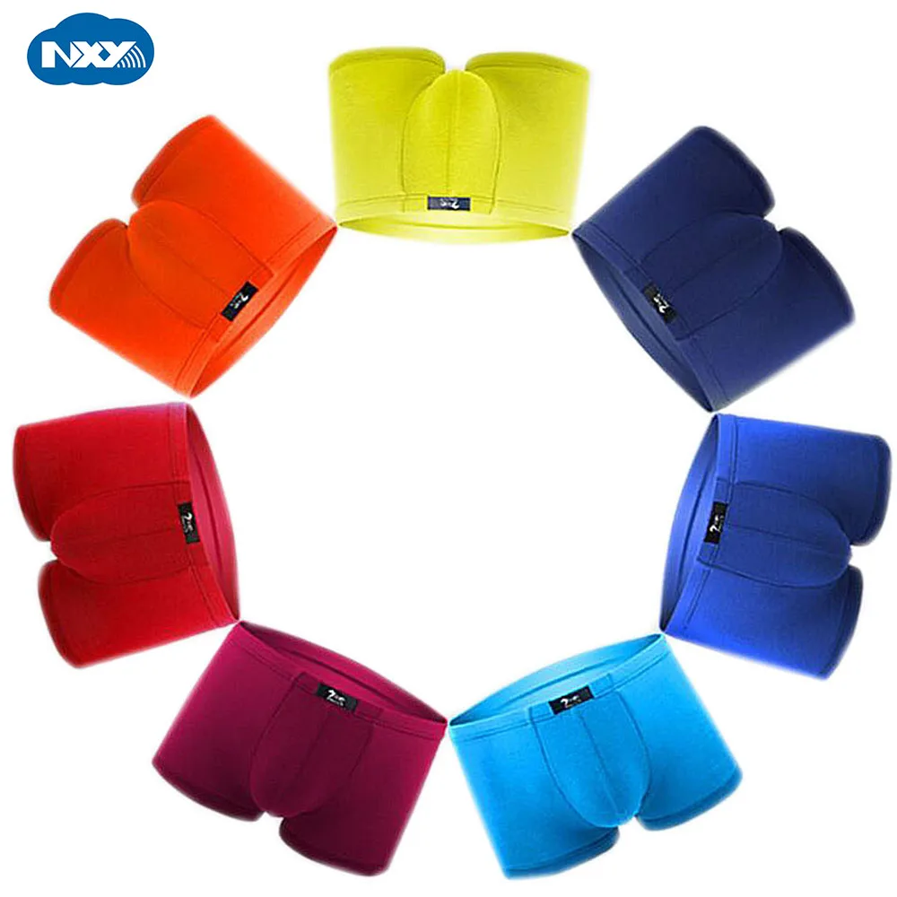 NXY 7 шт./лот Для мужчин боксеры сексуальное белье дышащий хлопок однотонные шорты