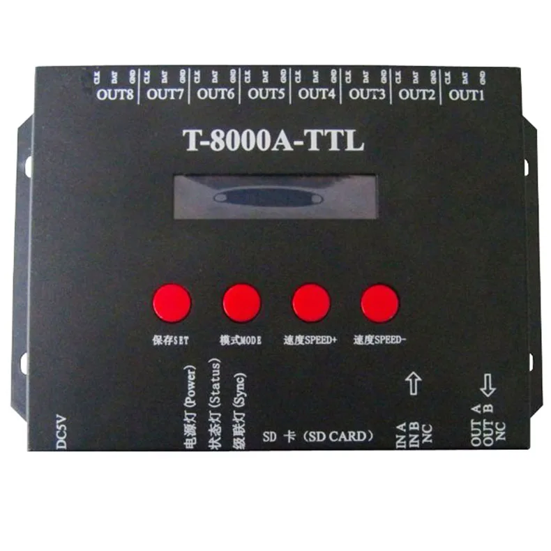 Полноцветный Программируемый Светодиодный контроллер светильник SD карты rgb T8000A