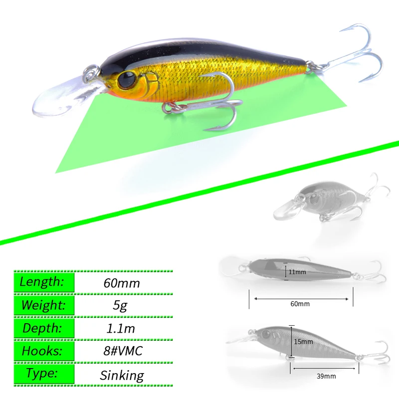 EVERCATCH 60 мм/5 г Гольян Тонущая приманка вольфрамовый шар VMC крючок Swimbait Iscas