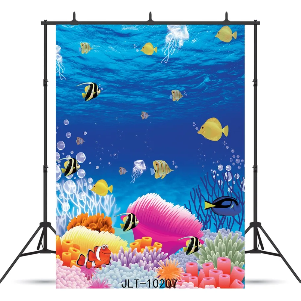 Under Sea Fish Vinyl Background For Photo Session Children Baby New Born Shower Customized Backdrop Photocall Photo Studio enlarge