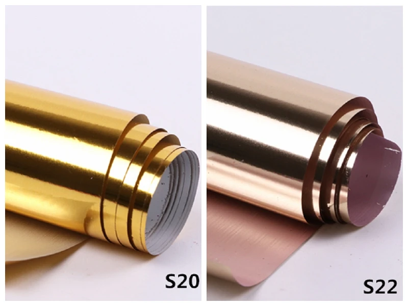 S20 S22 2 шт./компл. 50 см* 4 см Бронзовый фиолетовый металлическим эффектом Фольга DIY Nail Art наклейки для ногтей зеркало фольга для перевода на ногти клей украшения - Цвет: S20 S22